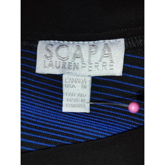 Scapa Lauren Perre Woman's NEW Blue Texture Strip Size M Shift Dress Long Sleeve - Picture 10 of 12